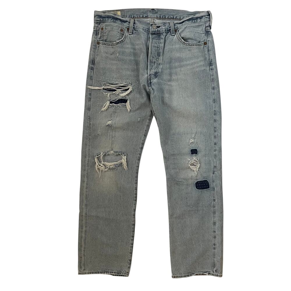 Men's Levi's 501 150th Anniversary Sashiko Selvedge Distressed Jeans 36x32